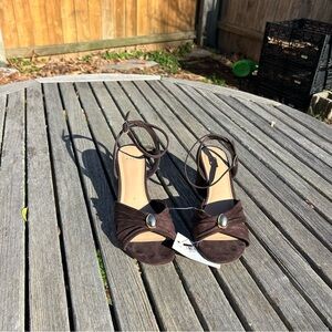 Women’s Bibi Strappy Peep Toe Heels – A New Day™ Brown size 8.5 classy spring
